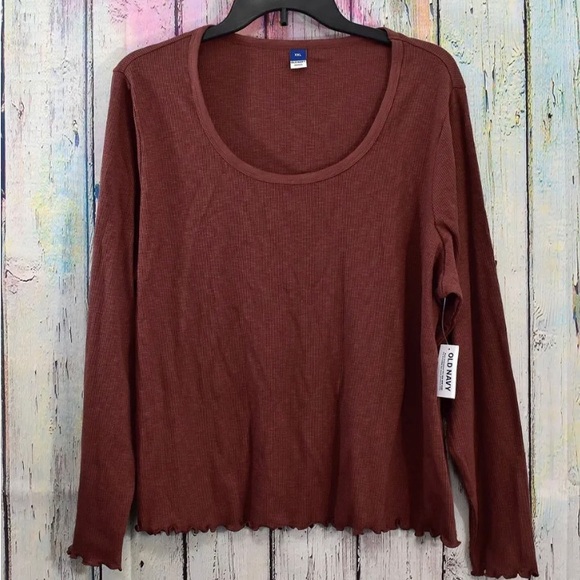 ✨3/$15✨ Old Navy Rusty Scoop Neck Long Sleeve Top - Picture 2 of 3